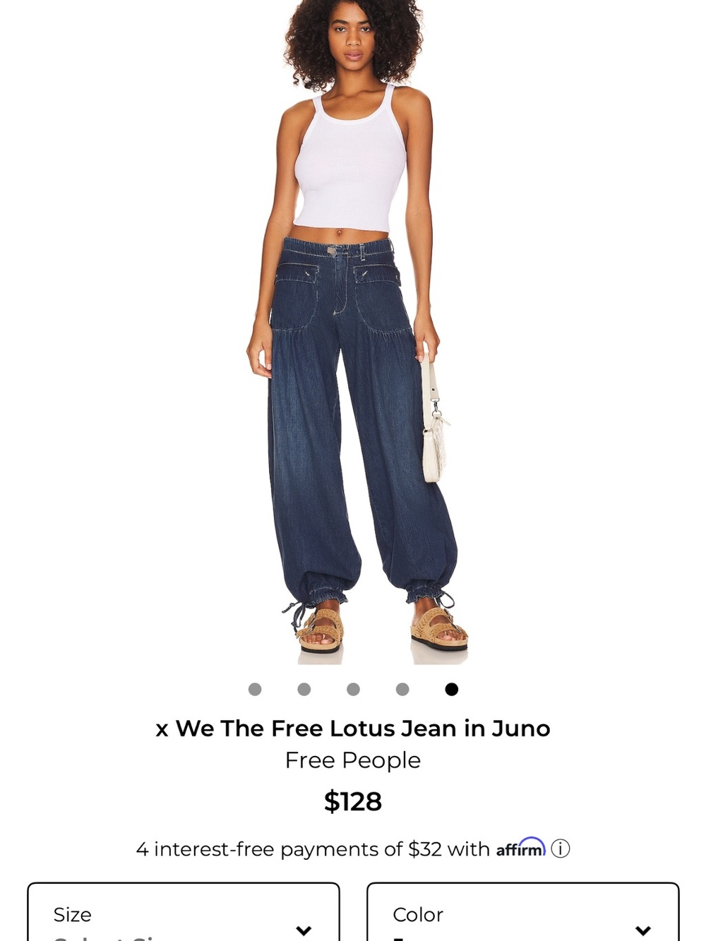 Free People Dark Blue Wide-Leg Lotus Jeans